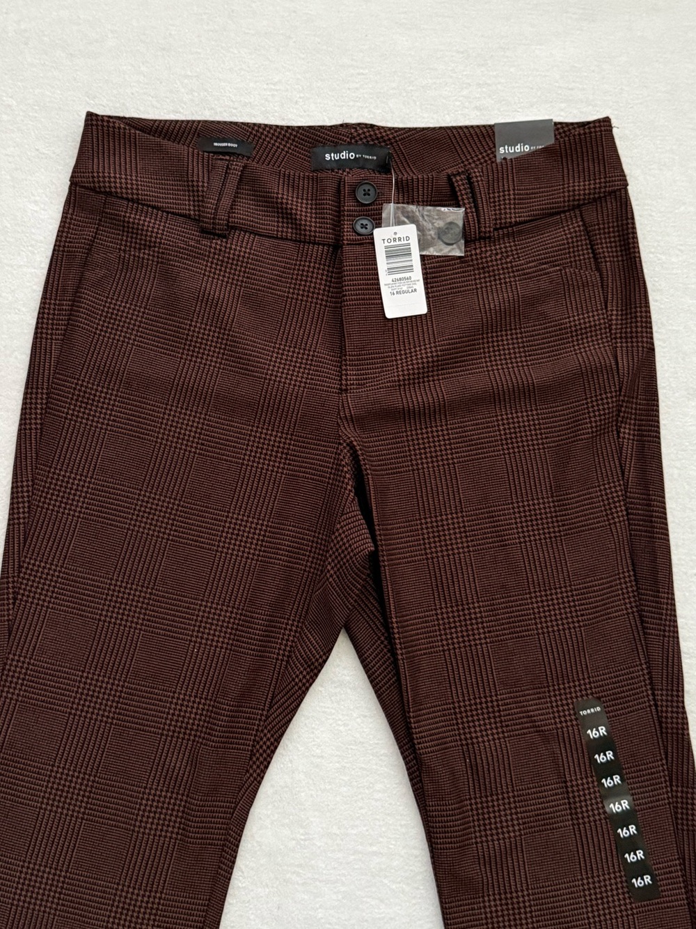 Torrid Studio Plaid Trouser Bootcut Dress Pants Brown Black Size 16R NWT Office - Picture 3 of 10